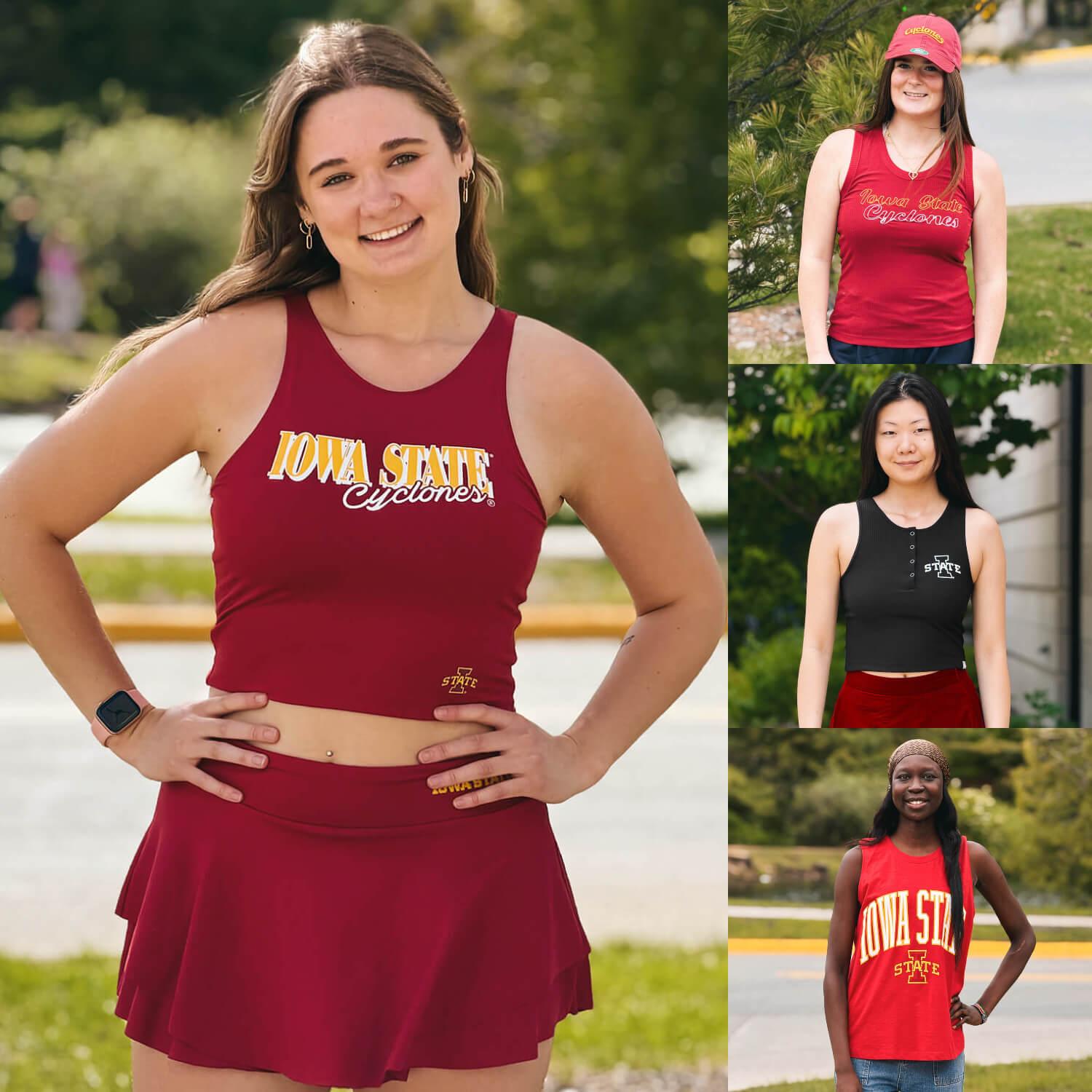 A collage showing select Iowa State Women's Apparel